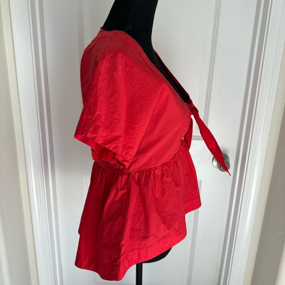 Anthropologie Top | English Factory Red Tie-Front Blouse - Picture 4 of 8